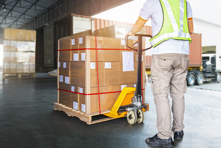 Worker transporting Courier